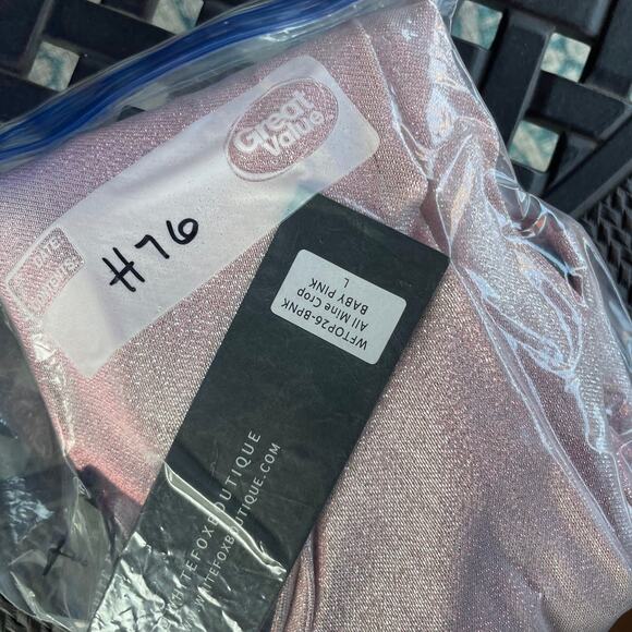 White Fox Boutique Stargazing Pants and All Mine Crop Top Set Baby Pink - Size L - Picture 16 of 16